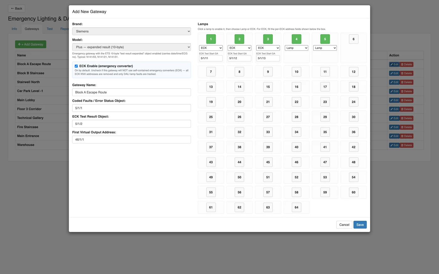 Add gateway form: make and model selection