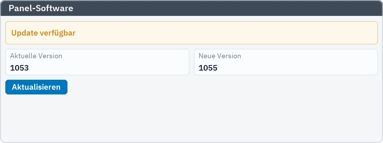 Hinweis auf eine neue Fassung der Panel-Software