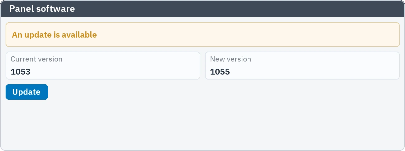 New version notice for the panel software