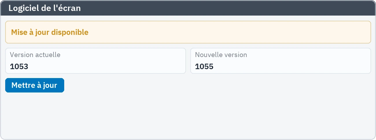 Avis de nouvelle version pour le logiciel du panneau