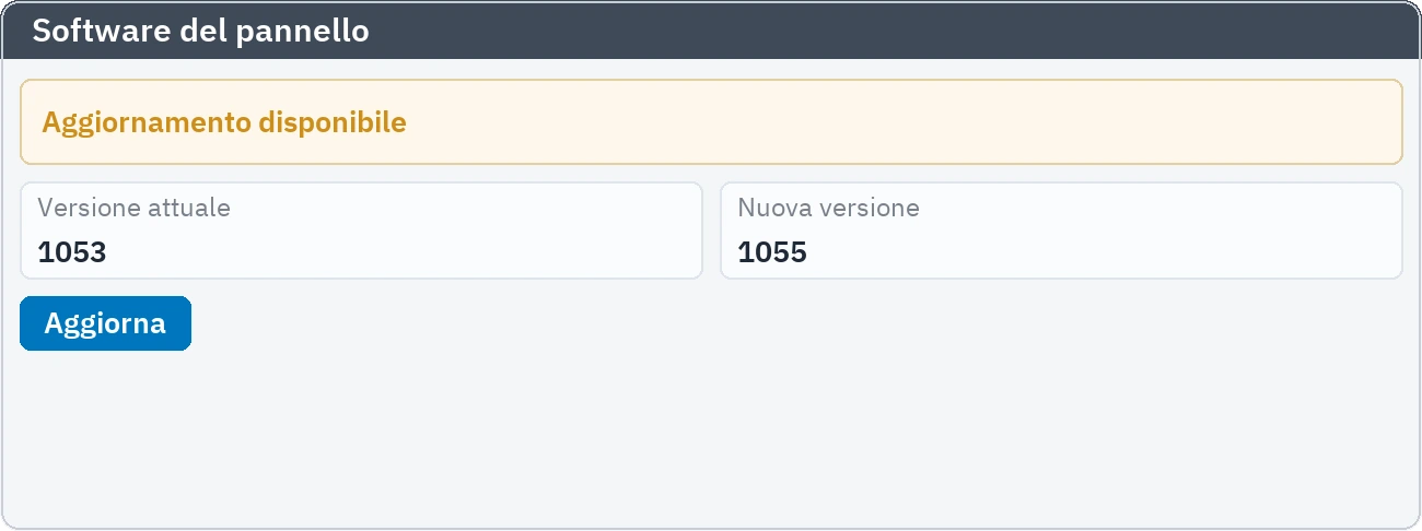 Avviso di nuova versione per il software del pannello