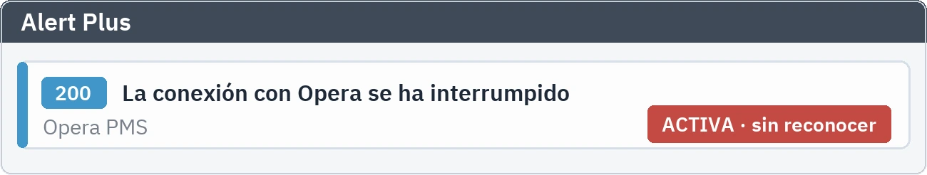 Alert Plus: el registro de alarma que avisa de que la conexión con Opera se ha cortado