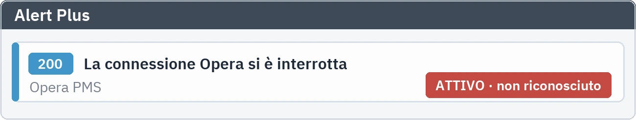Alert Plus: il record di allarme che segnala la caduta del collegamento con Opera