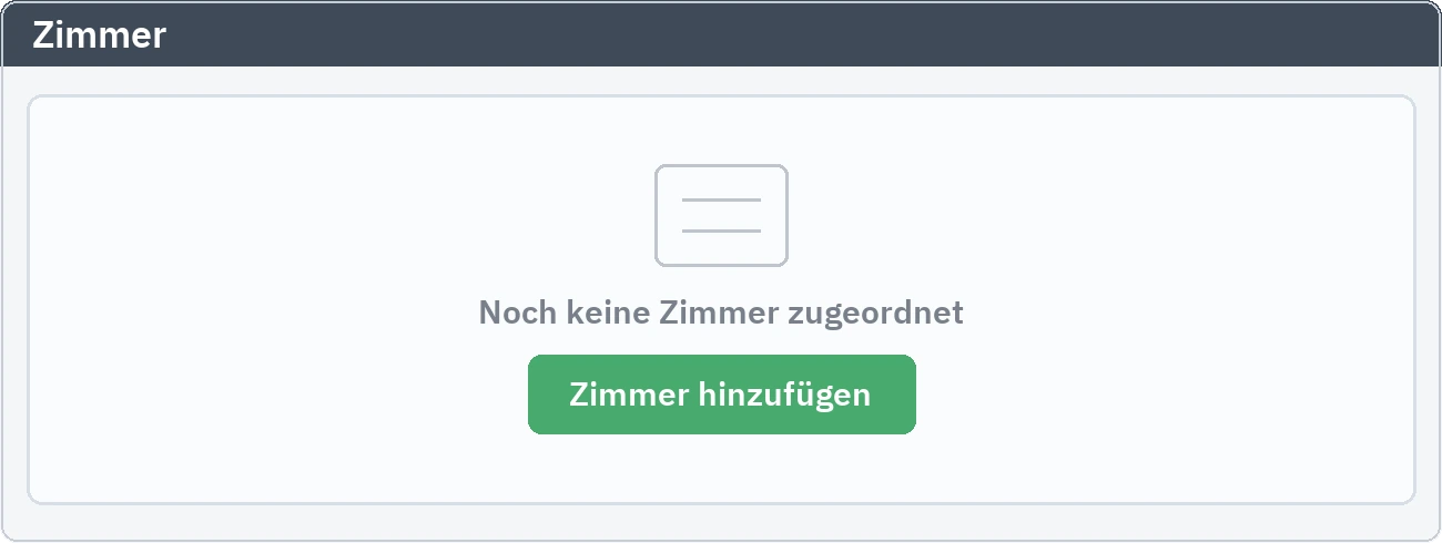 Zimmerreiter: der Erststart-Zustand, in dem noch kein Zimmer zugeordnet ist