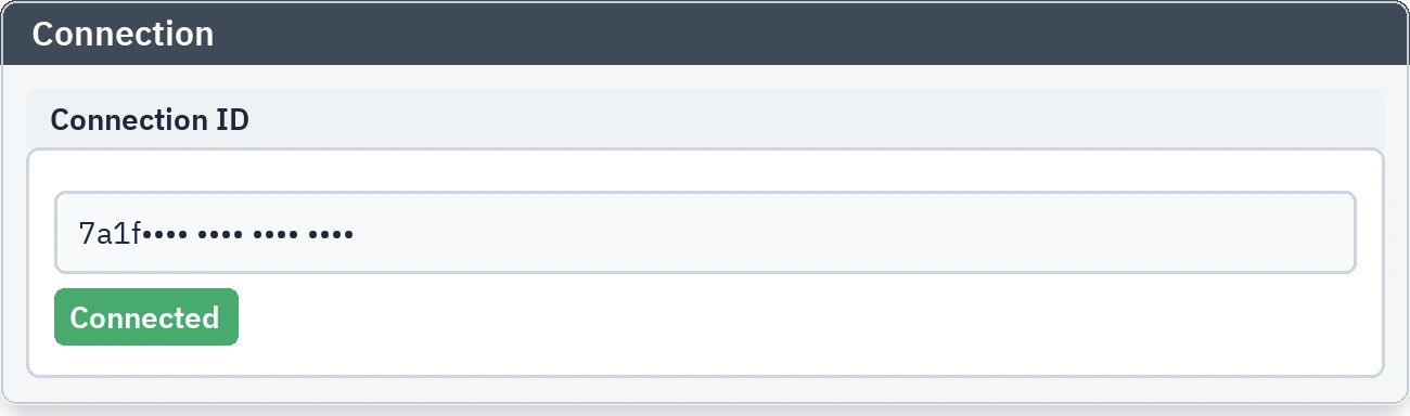 Connected: the account is linked to the server