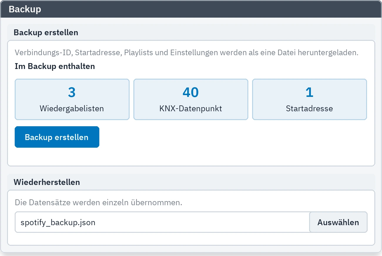 Backup: Karten zum Sichern und Wiederherstellen