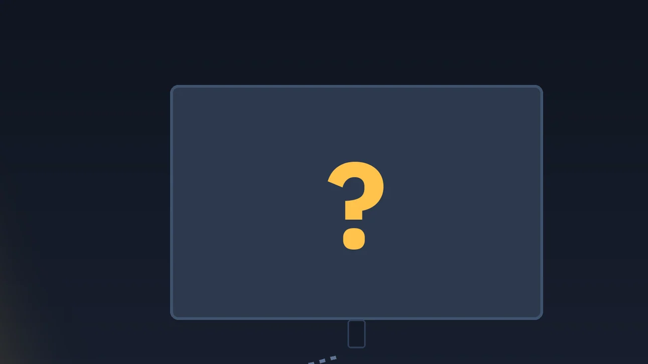 Close-up of a television screen with a question mark on it: an illustration of the system not knowing the television's state