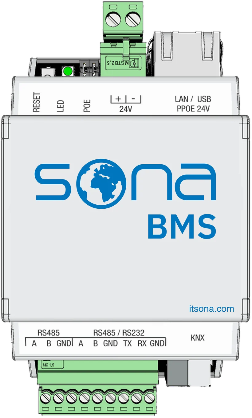 Sona BMS ऑटोमेशन सर्वर, DIN रेल पर लगने वाला डिवाइस
